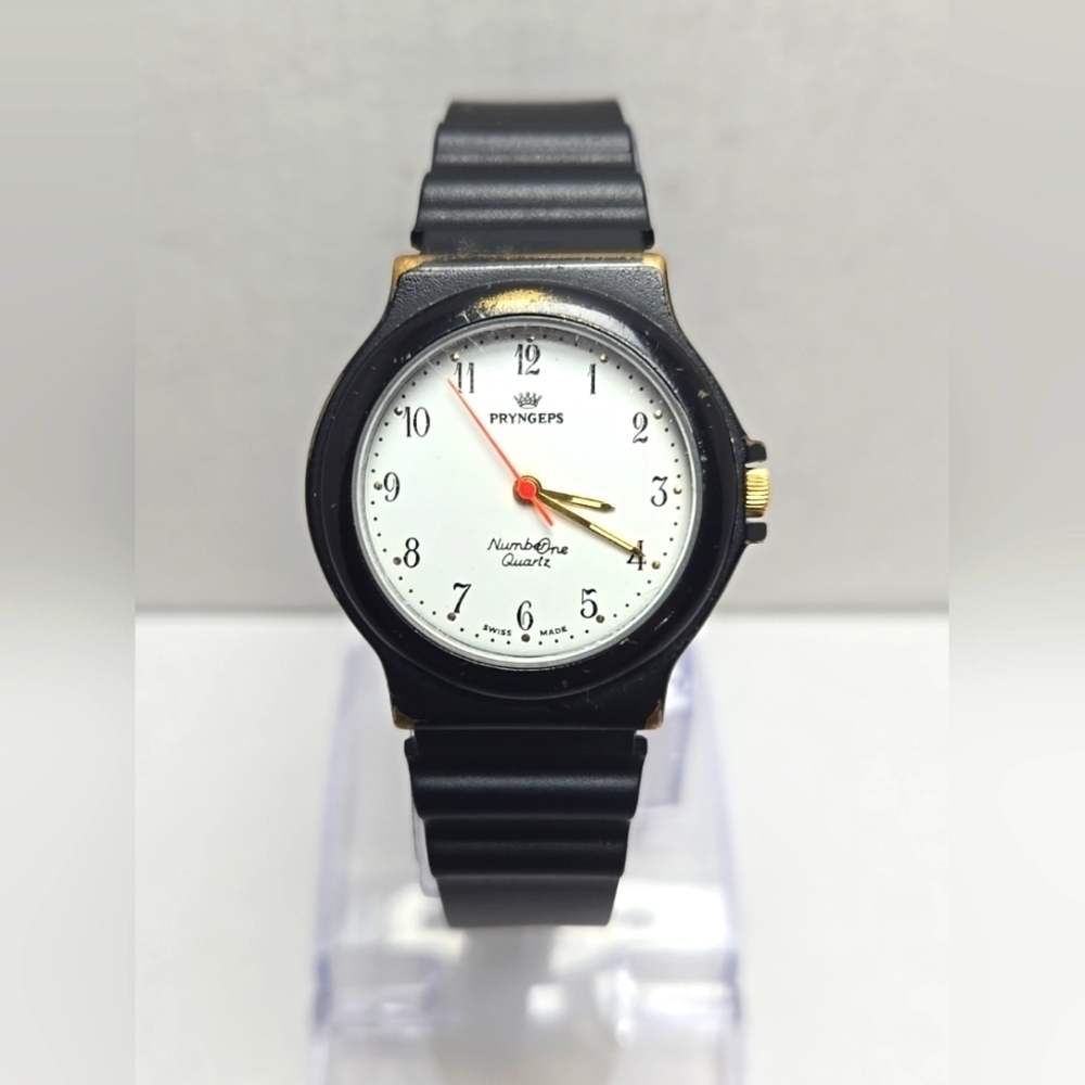 Womens Pryngeps Swiss Number One Quartz Watch Works Vintage New Battery